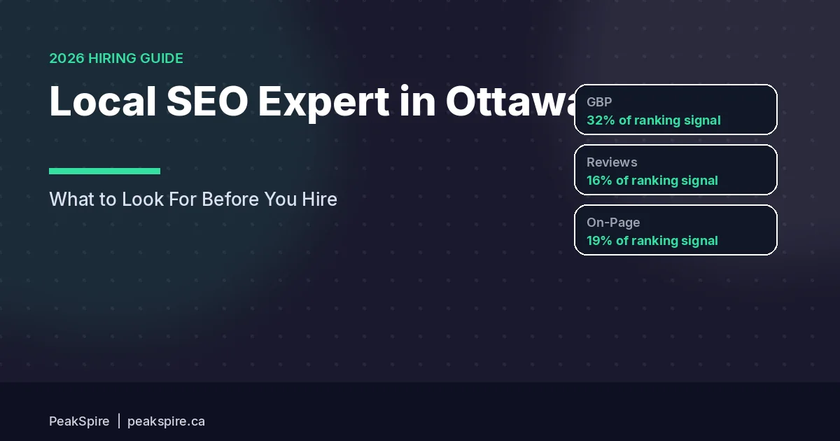 Local SEO expert evaluation guide for Ottawa service businesses showing ranking factors and hiring criteria