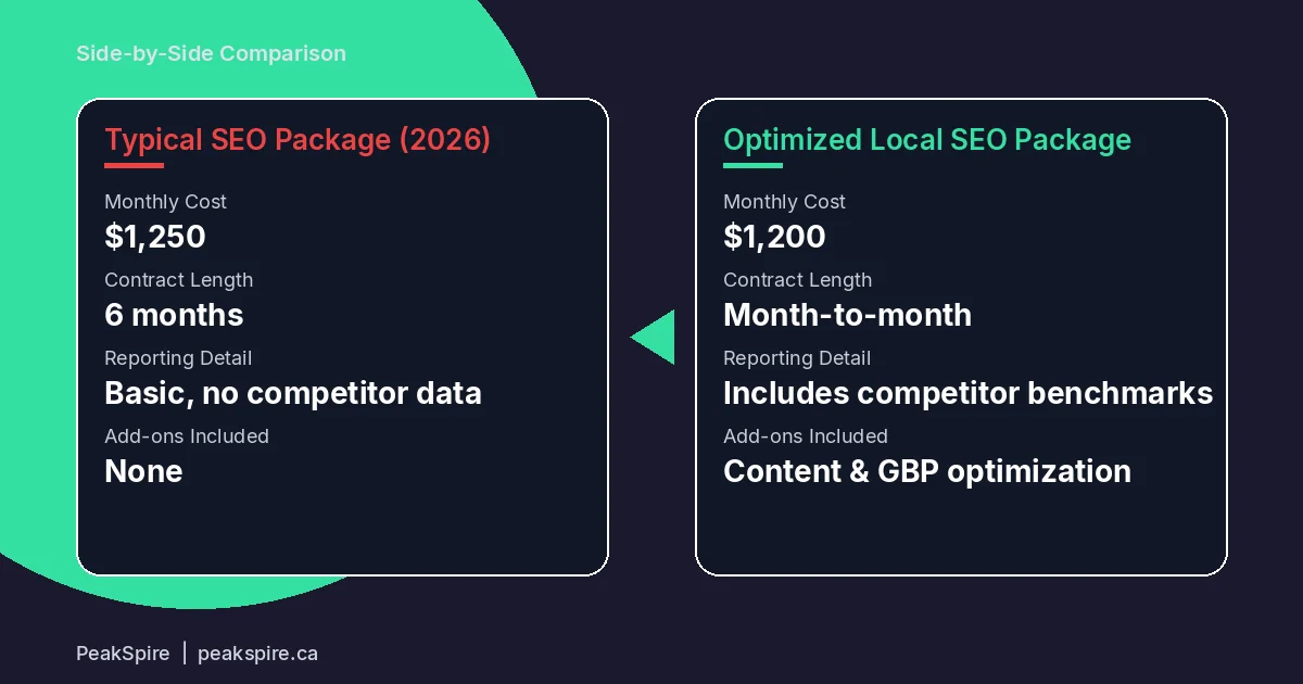 Ottawa SEO Pricing: What You Should Actually Pay in 2026 - Comparison - PeakSpire