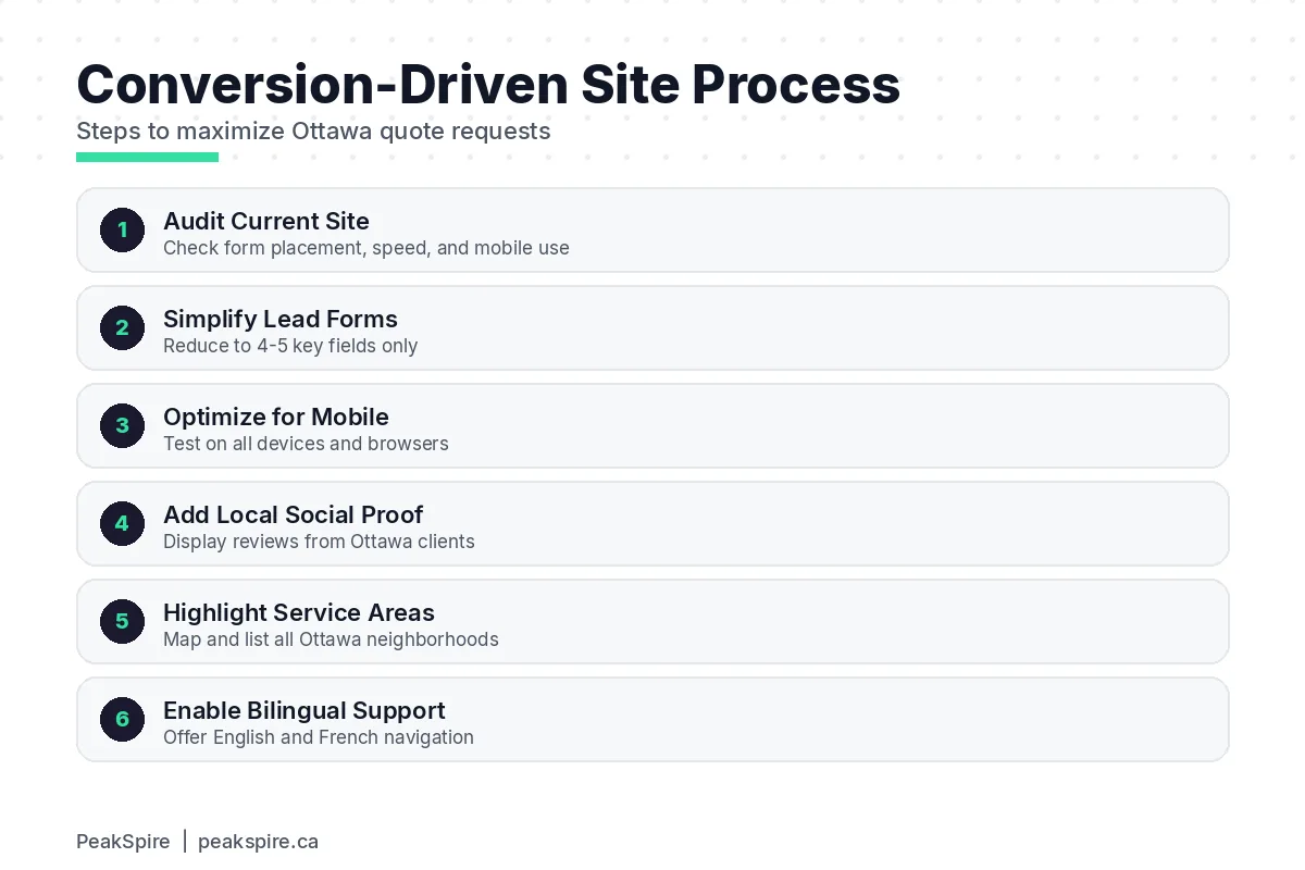 Window and Door Companies in Ottawa: Website Strategies That Generate Quotes - Process diagram - PeakSpire